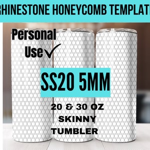 Lege Strass Template Pack Honingraat Persoonlijk gebruik SS20 5mm 20oz en 30oz Skinny Straight Tumblers