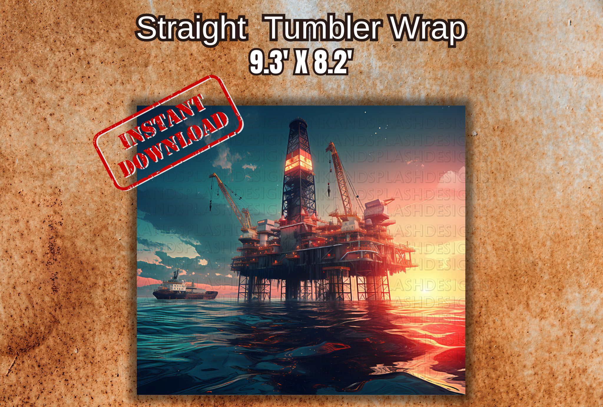 Oil Rig Wrapping Paper Oil Rig Sublimation Design Sublimation 20 Oz Skinny Wrap - Etsy