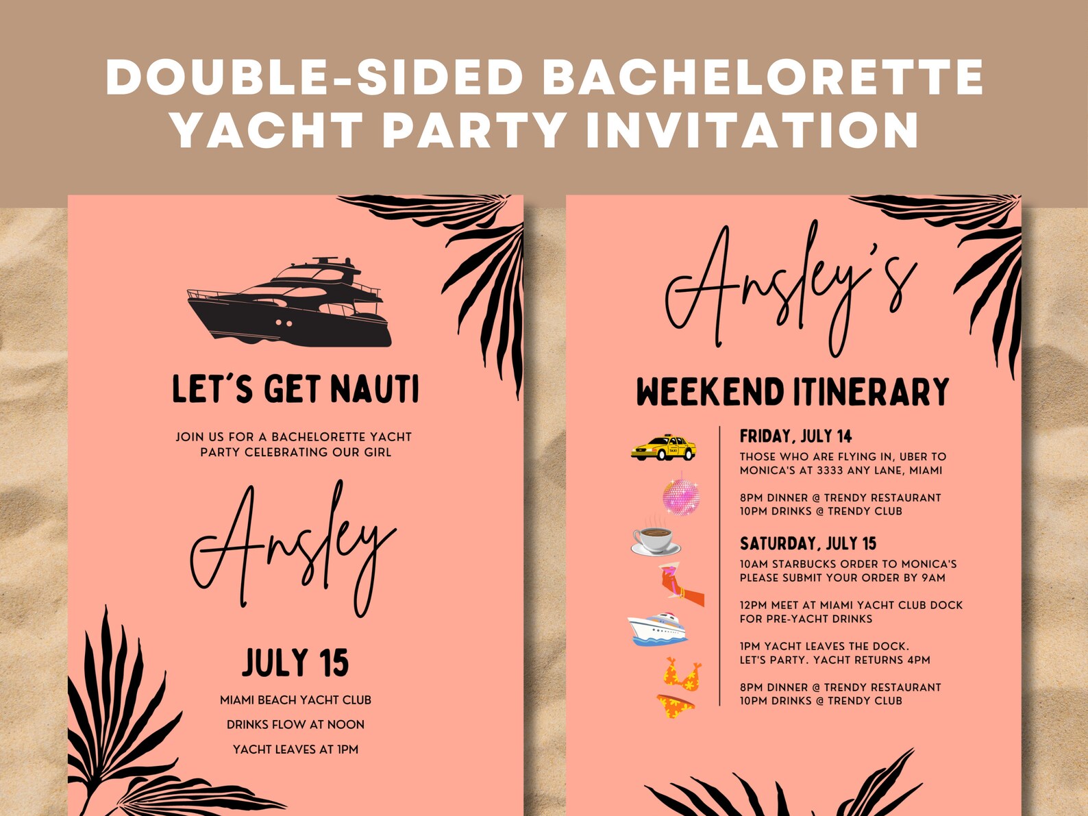 Yacht Party Invitation Canva Template Printable Boat Bachelorette Yacht