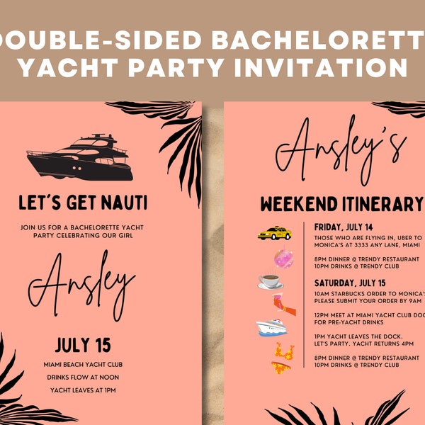 Yacht Party Invitation Canva Template Printable Boat Bachelorette Yacht Party Flyer Yacht Invitation Boat Invitation Let’s Get Nauti Invite