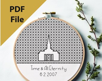 Richmond Virginia Temple Blackwork Hoop Art, PDF File