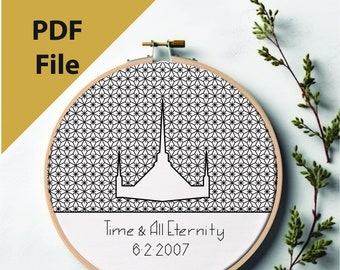 Stockholm Temple Blackwork Hoop Art, PDF File