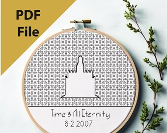 Logan Temple Blackwork Hoop Art, PDF File