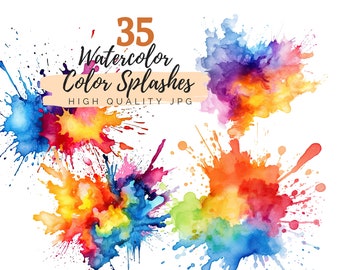 Clipart de respingo de cor aquarela, JPG de alta qualidade, download digital, clipart aquarela, clipart abstrato, clipart de tinta de álcool, respingo JPG