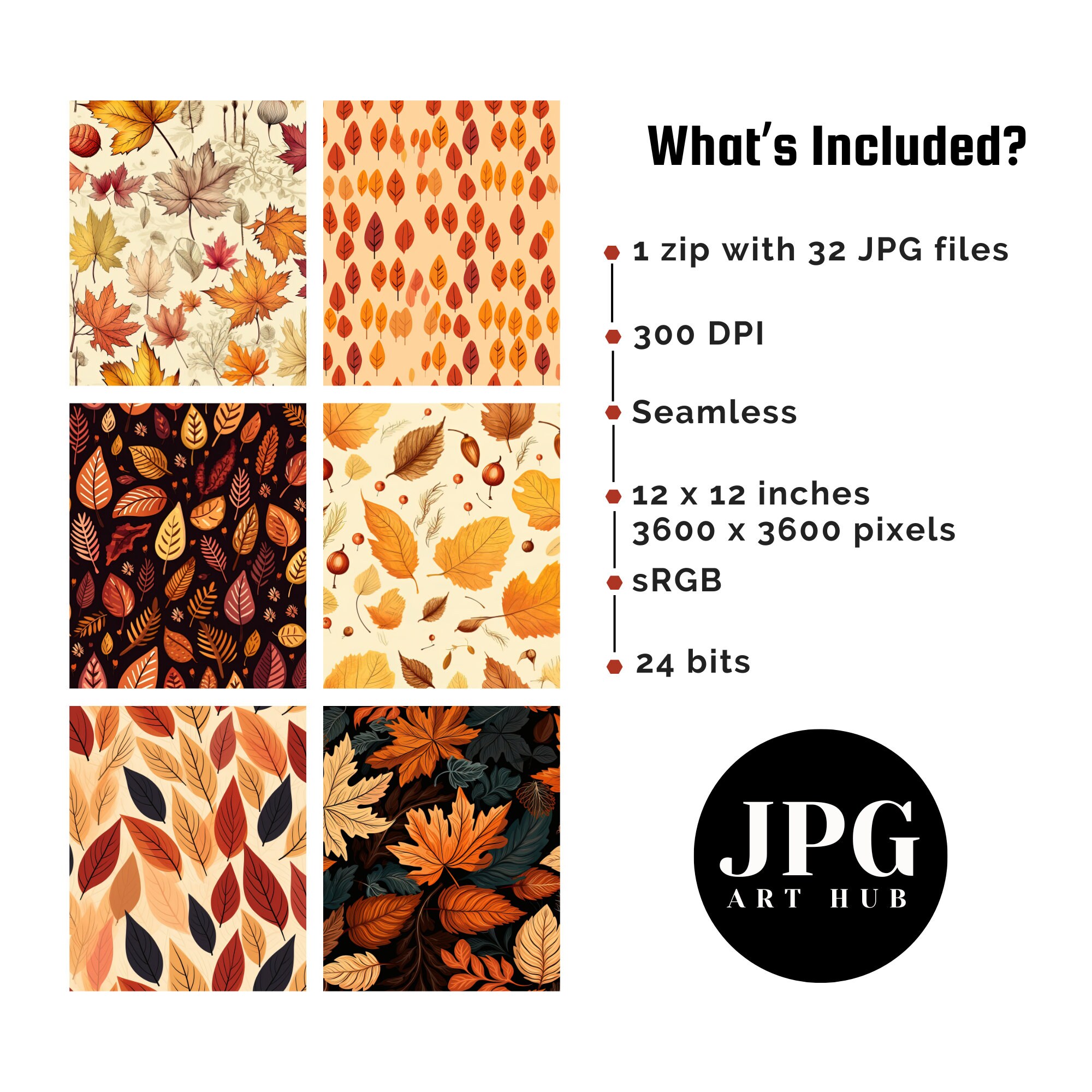 Seamless Autumn Leaves Digital Paper Pack, Fall Seamless Pattern ...