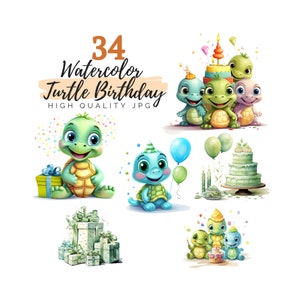Aquarell niedliche Schildkröte Clipart, Geburtstag Clipart, Aquarell Schildkröte, digitaler Download, Kinderzimmer Clipart, Schildkröte Geburtstag, Schildkröte Party