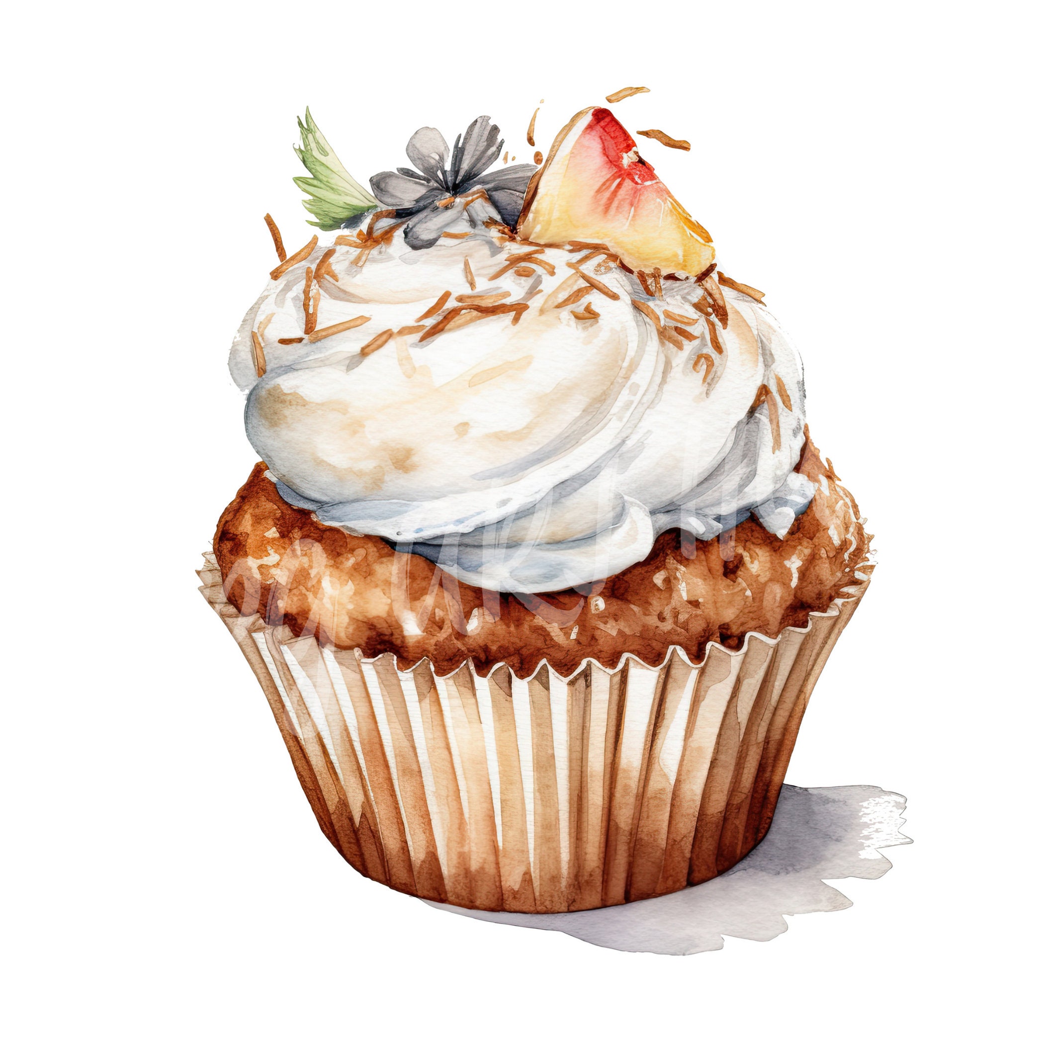 Watercolor Cupcakes Clipart, Cupcake Illustration, Dessert Clipart ...