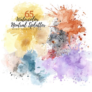 Watercolor Neutral Splatter Clipart, Digital Download, Splashes Neutral, Watercolor Clipart, Brush Strokes, Abstract Clipart, Ink Clipart