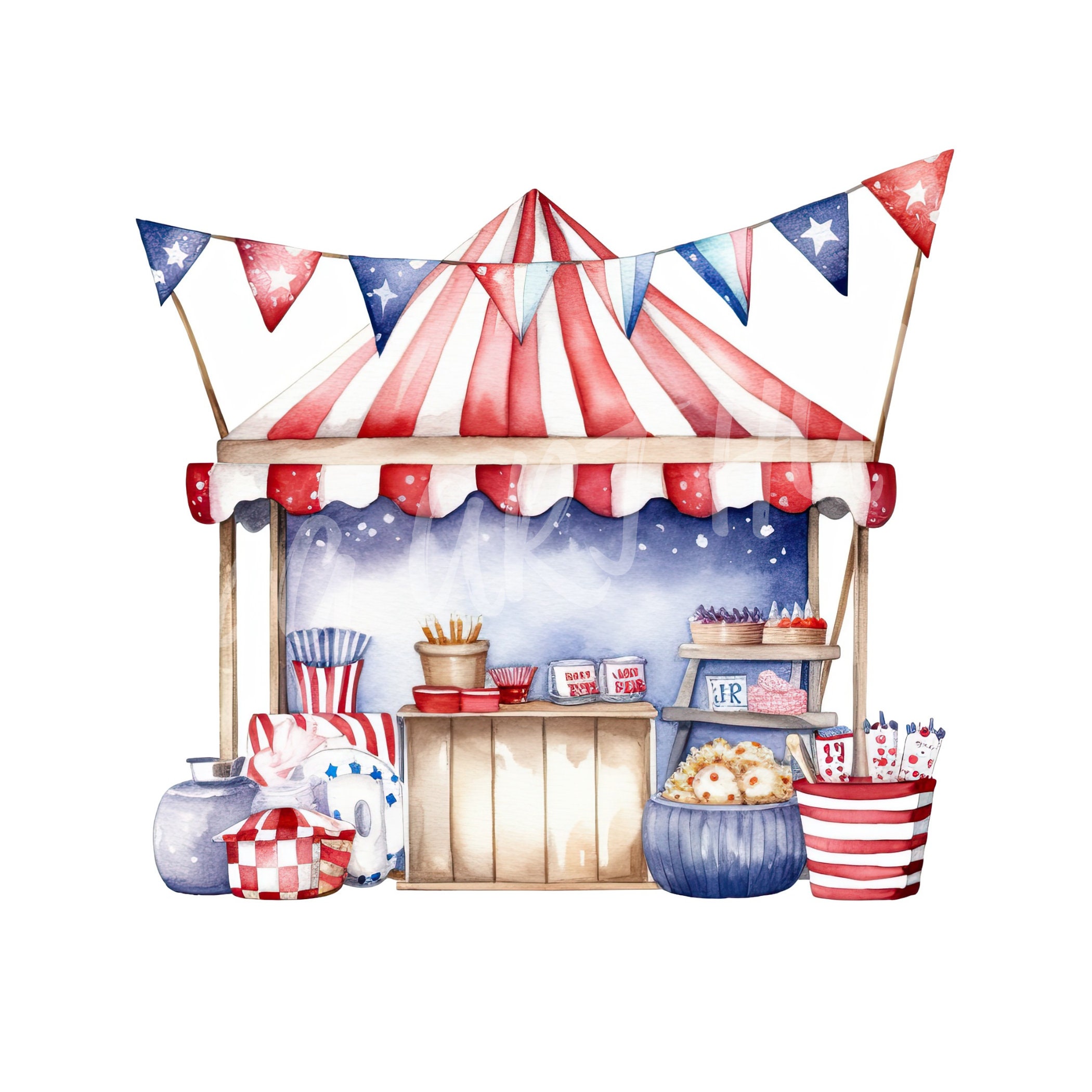 Watercolor 4th of July Clipart Bundle, Independence Day Clipart ...