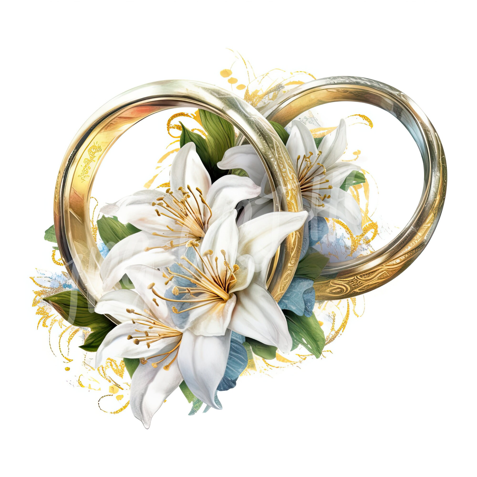 Watercolor Wedding Rings Clipart Bundle, High Quality JPG, Digital ...