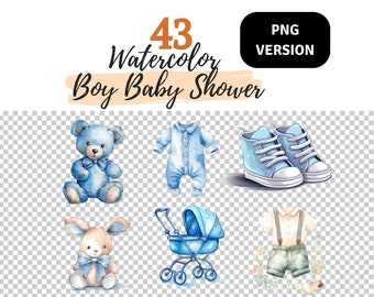 Acuarela niño baby shower clipart, niño clipart, bebé clipart PNG, guardería recién nacido, revelación de género, baby shower clipart, descarga digital