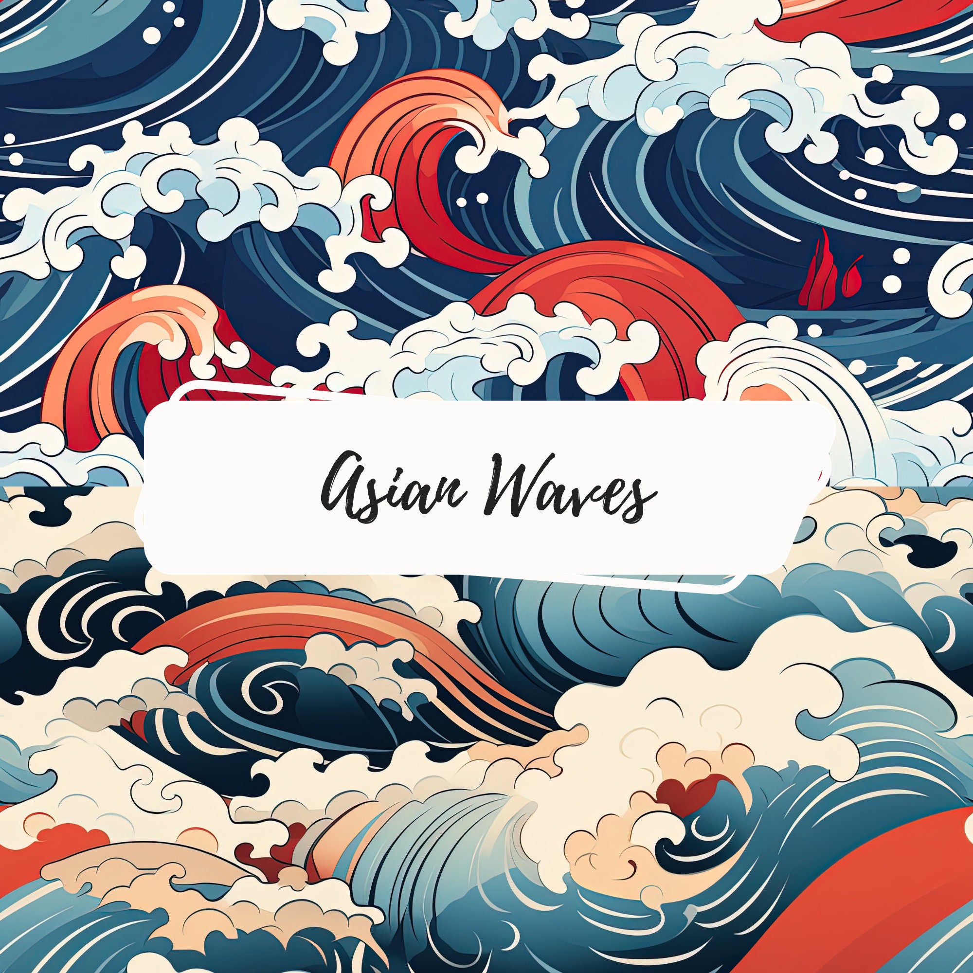 Seamless Asian Waves Digital Paper, Printable Digital Paper, Beach ...