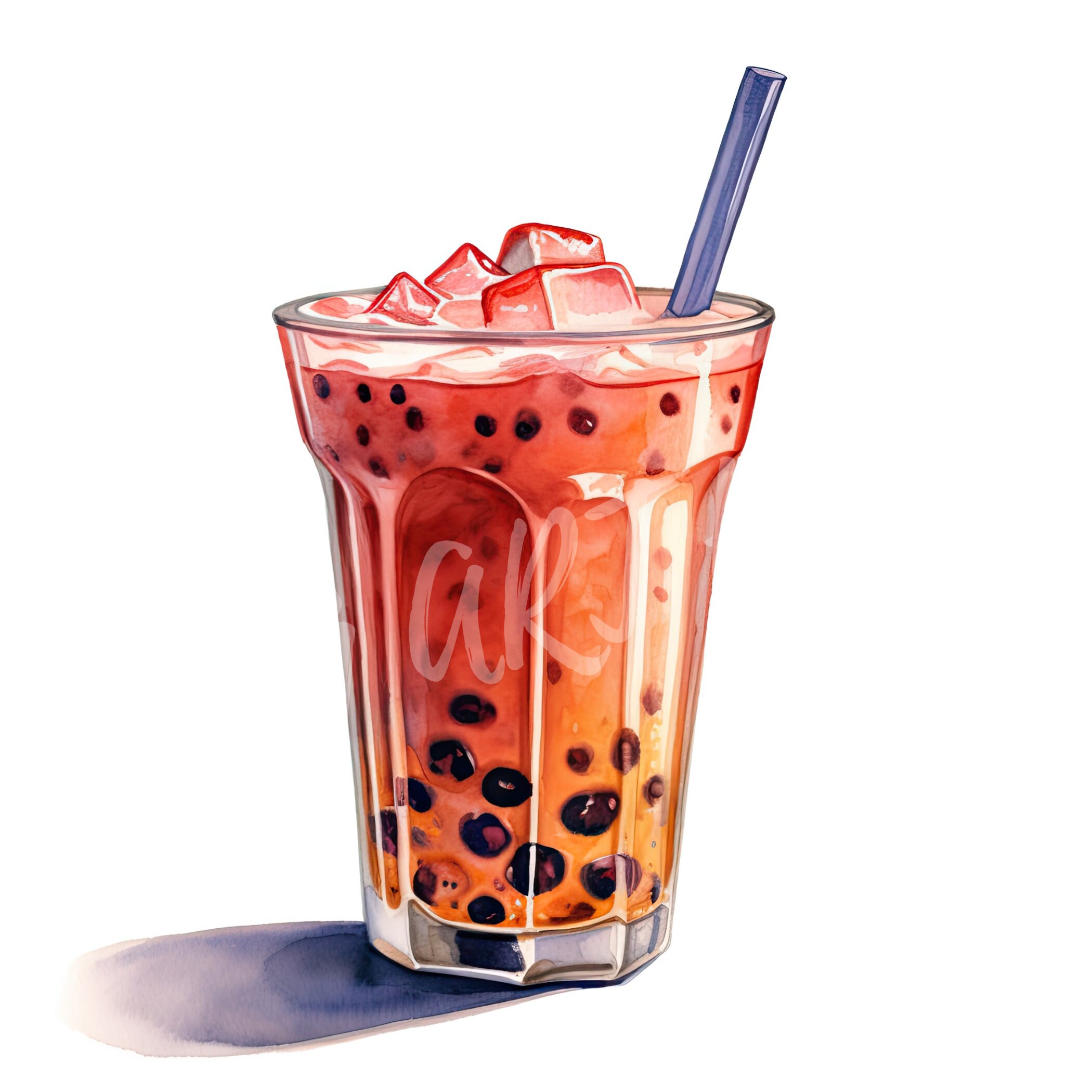 Watercolor Bubble Tea Clipart, Boba Clipart, Drink Clipart, Digital