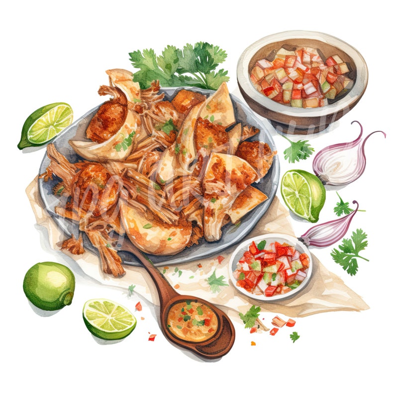 Watercolor Mexican Food Clipart, Mexican Clipart, Tacos Clipart ...