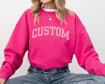 Personalized Hot Pink Sweatshirt, Custom Crewneck, Personalized gift