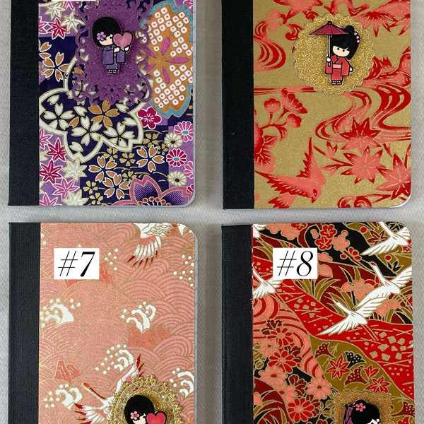 Yuzen Washi Paper Mini Notebooks with Kokeshi Doll #5-8