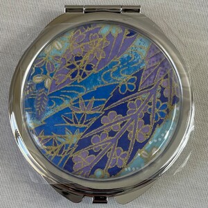Blue & Purple Floral Ribbons Washi Paper Compact Mirror