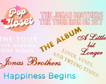 Jonas Brothers, juego de parches para planchar con purpurina, The Tour, 5 álbumes, parche de gira gratuita