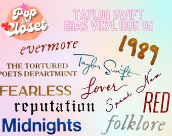 Taylor Swift Eras Tour Vinyl Iron On , INDIVIDUAL Albums