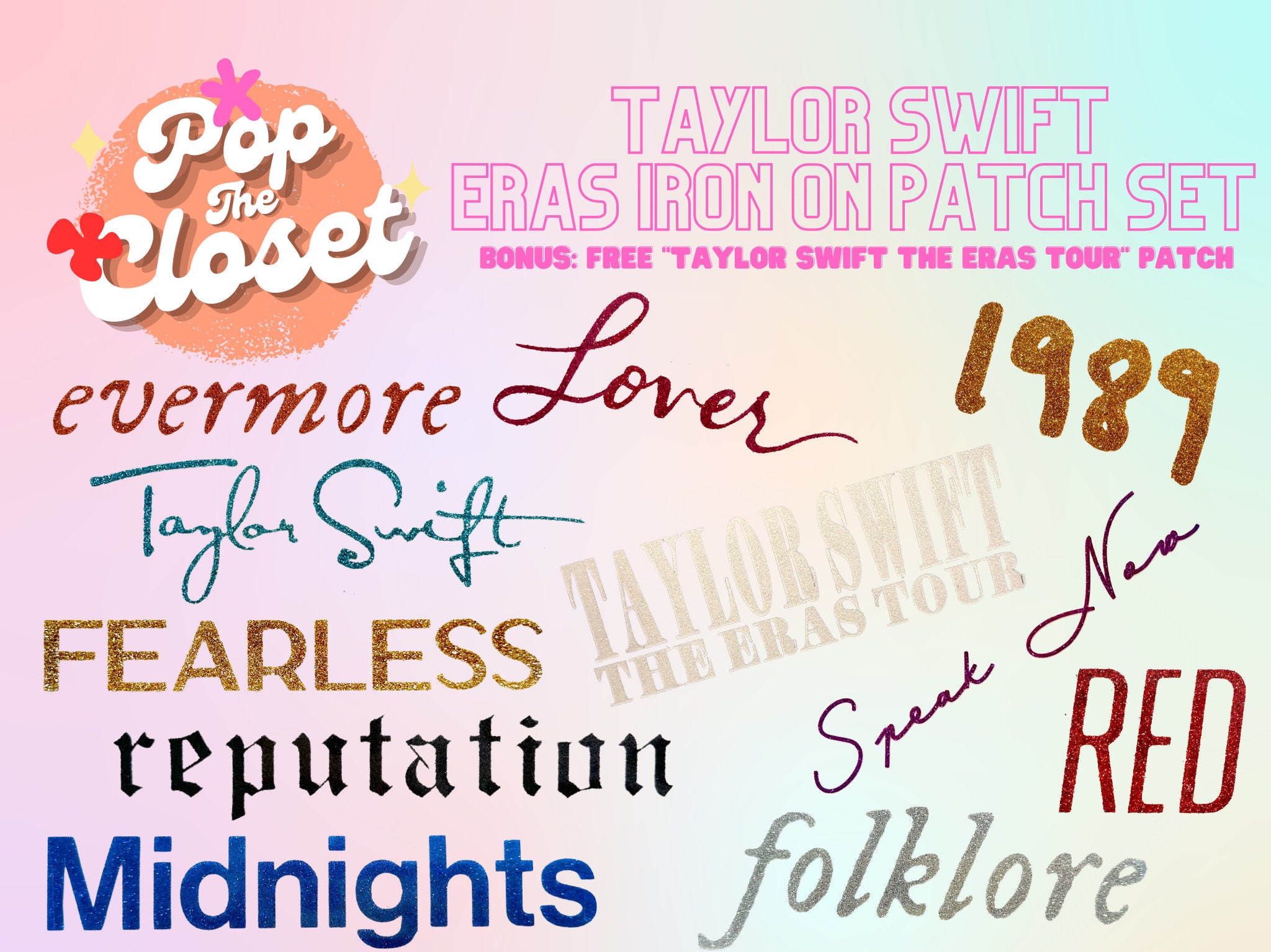 Full Set of 9 Taylor Swift Embroidered Album Patches 