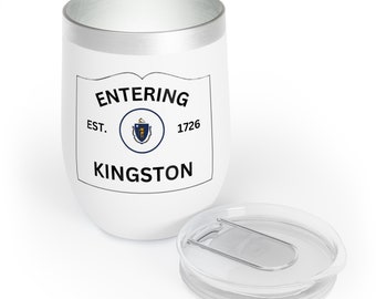 Gobelet à vin isotherme 12 oz entrant dans Kingston, cadeau Kingston MA