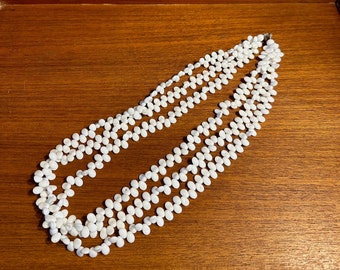 Vintage White Plastic Bead Three-Strand Necklace