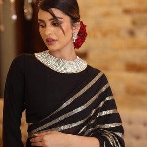 Premium Heavy Sequins Embroidered Saree Blouse , Inspired Manish Malhotra Designer Saree Collection , Saree For Women , Saree For USA image 2