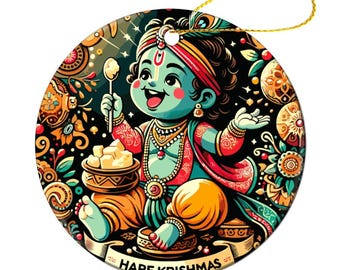 Fun Festive Krishna Ceramic Ornaments Unique Hindi Indian