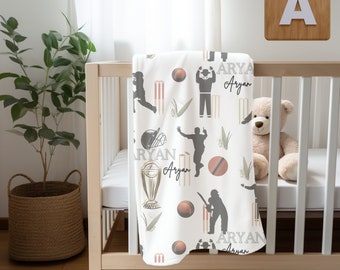 Desi Cricket Lover Baby Swaddle Blanket | Indian Pakistani Bangladeshi Australian South African West Indies Cricket Lover Personalized Gift