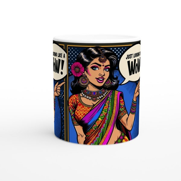 Like a Wow - Taza de cerámica blanca de 11 oz / Regalo indio paquistaní Desi Taza gráfica divertida de meme de Bollywood