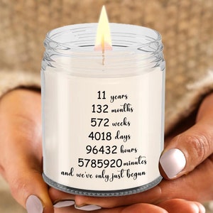 11th Anniversary Gift, 11 Years Anniversary Candle, 11th Wedding Anniversary Gift For Him, For Her, 11 Years Married, Steel Anniversary