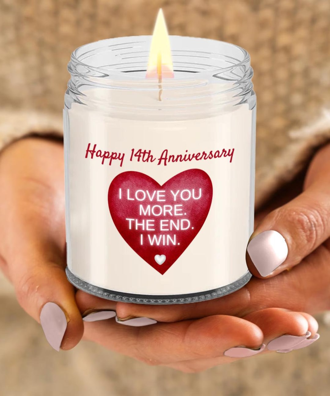 14th Anniversary Candle, 14th Wedding Anniversary Gift, 14th