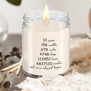 13th Anniversary Vanilla Soy Candle Gift