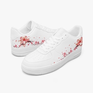 Air force custom shoes cherry blossom pink flower floral sneakers white AF1 kicks