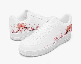 Air force custom shoes cherry blossom pink flower floral sneakers white AF1 kicks