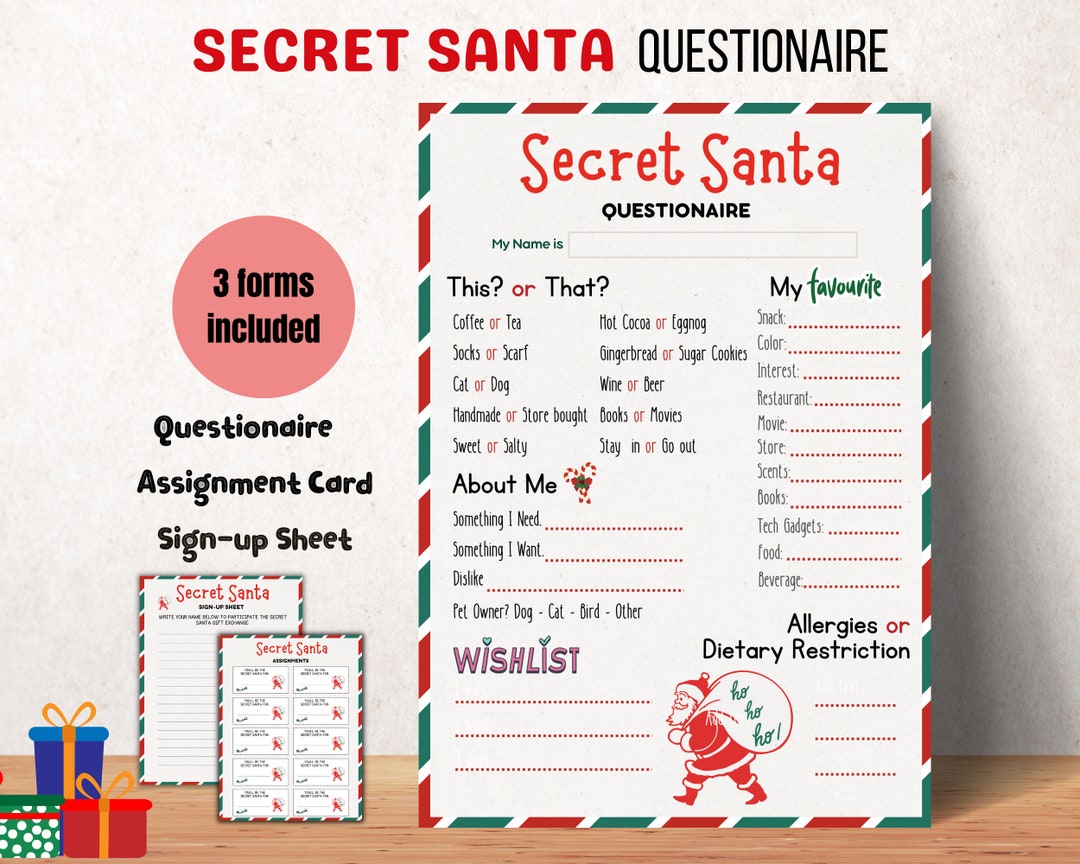 Christmas Wish List Coworker Secret Santa Questions Printable All About ...