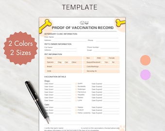 Proof Of Vaccination Dog, Proof Of Vaccination Dog Template, Proof Of Vaccination Dog Form, PDF File, Instant Download, Puppy Vaccination