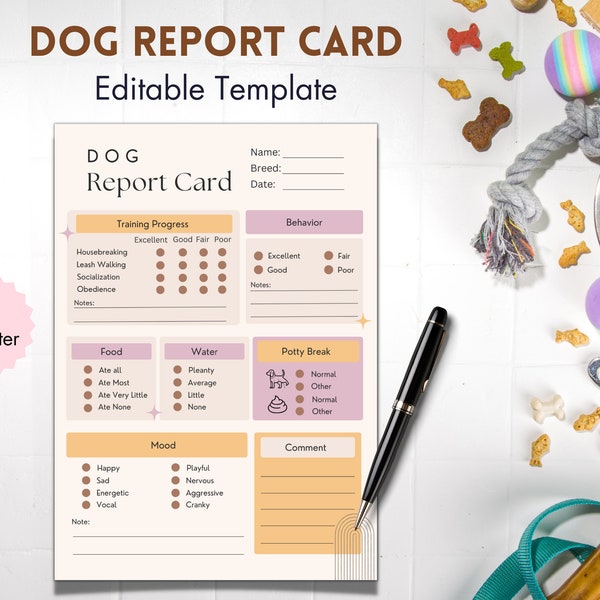 Dog Walking Report Card - Etsy