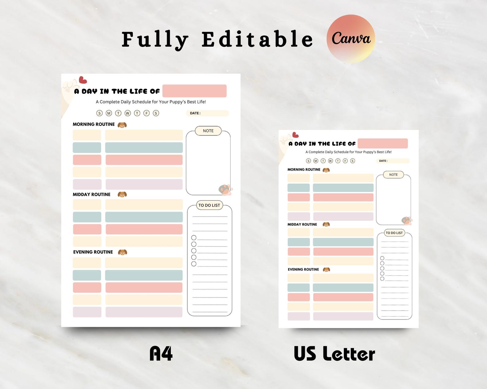 Editable Daily Puppy Schedule Daily Dog Routine Puppy Planner Puppy ...