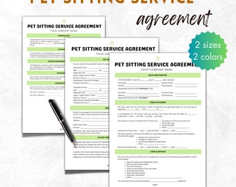 Pet Sitting Forms Service Agreement, 3 Page DIY Editable Canva Template, Pet Sitting Service Contract, Editable Agreement, Editable Contract