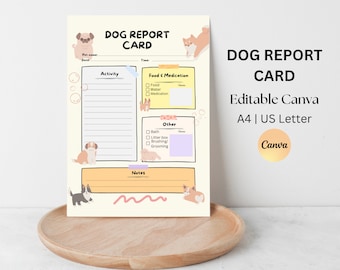 Dog Report Card, Pet Report Card, Dog Report Template, Dog Walking Report, Pet Boarding Business, Dog Daycare, Daily Pet Sitter Visit Form