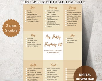 New Puppy Essentials Checklist: Shopping List & Planner (Digital Download)
