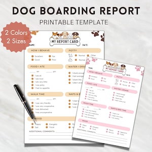 Hund Boarding Report Card Pet Report Card Form Dog Daycare Report Card Pet Sitter Card Dog Report Card Pet Sitter Form Dog Walker Report