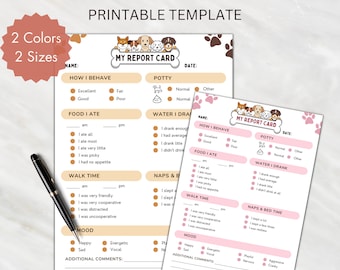 Dog Boarding Report Card Pet Report Card Form Dog Daycare Report Card Pet Sitter Card Dog Report Card Pet Sitter Form Dog Walker Report