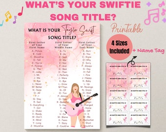 What's Your Swiftie Name Poster Song Title, Swiftie Party Games, Taylor Party Game Bundle T Swift Party Teen Party Games Bridal Shower Games