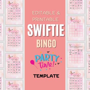 Editable Swifte Bingo Set Juego de fiesta Taylor Party Games Bundle T Swift Party Decor Juegos de fiesta para adolescentes Juegos de despedida de soltera Juegos de bingo de canto