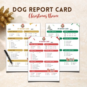 Boletín de calificaciones canino, Formulario de boleta de calificaciones de mascotas, Guardería canina, Tarjeta de cuidador de mascotas, Navidad canina, Formulario de cuidador de mascotas, Informe de paseador de perros, Navidad 2023, Corona