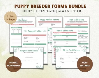 Fillable Puppy Breeder Pack: Dog Records & Forms (Printable PDF)