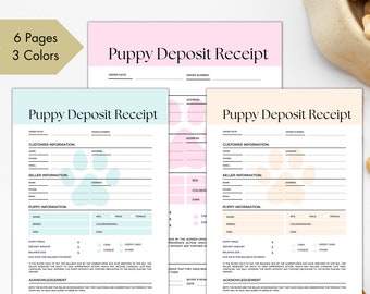 Formulario de depósito rellenable para cachorros: Contrato de venta y recibo (plantilla de Canva)