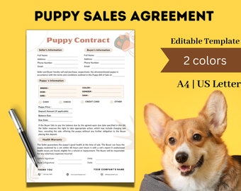 記入可能な子犬販売契約書：編集可能なブリーダーフォーム（Canva）